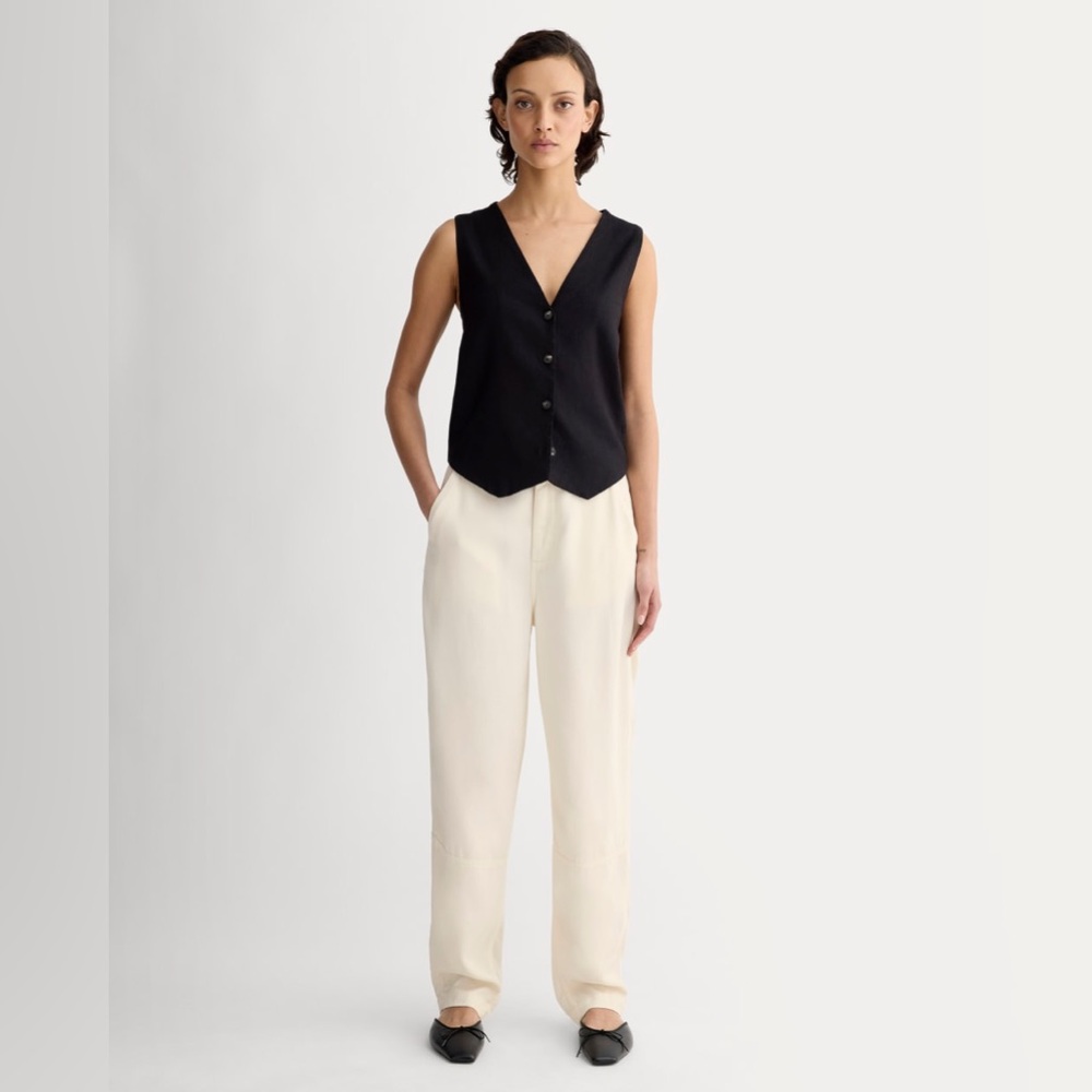 Everlane The Chino Pant in Buttersoft Bone Barrel Relaxed Minimalist Women’s 16